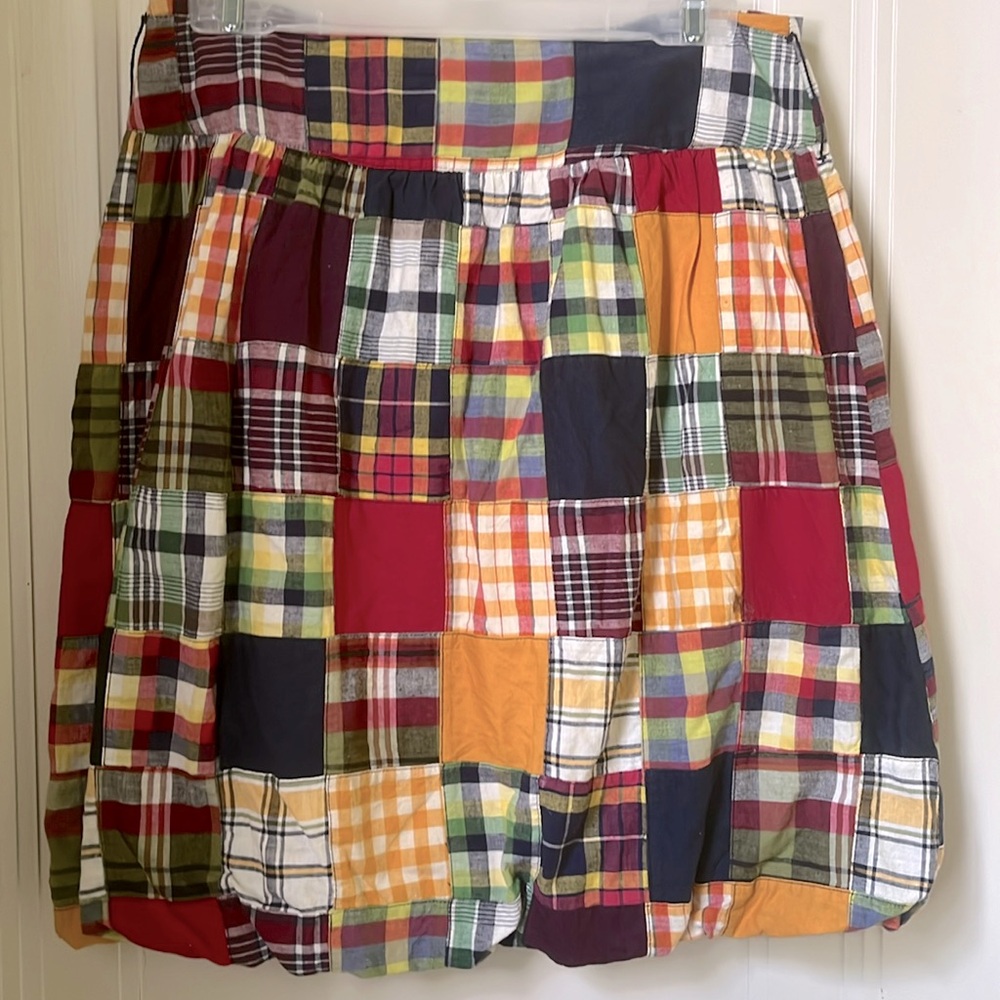 American Eagle Outfitters Bubble Skirt Madras Plaid Patchwork Size 2
